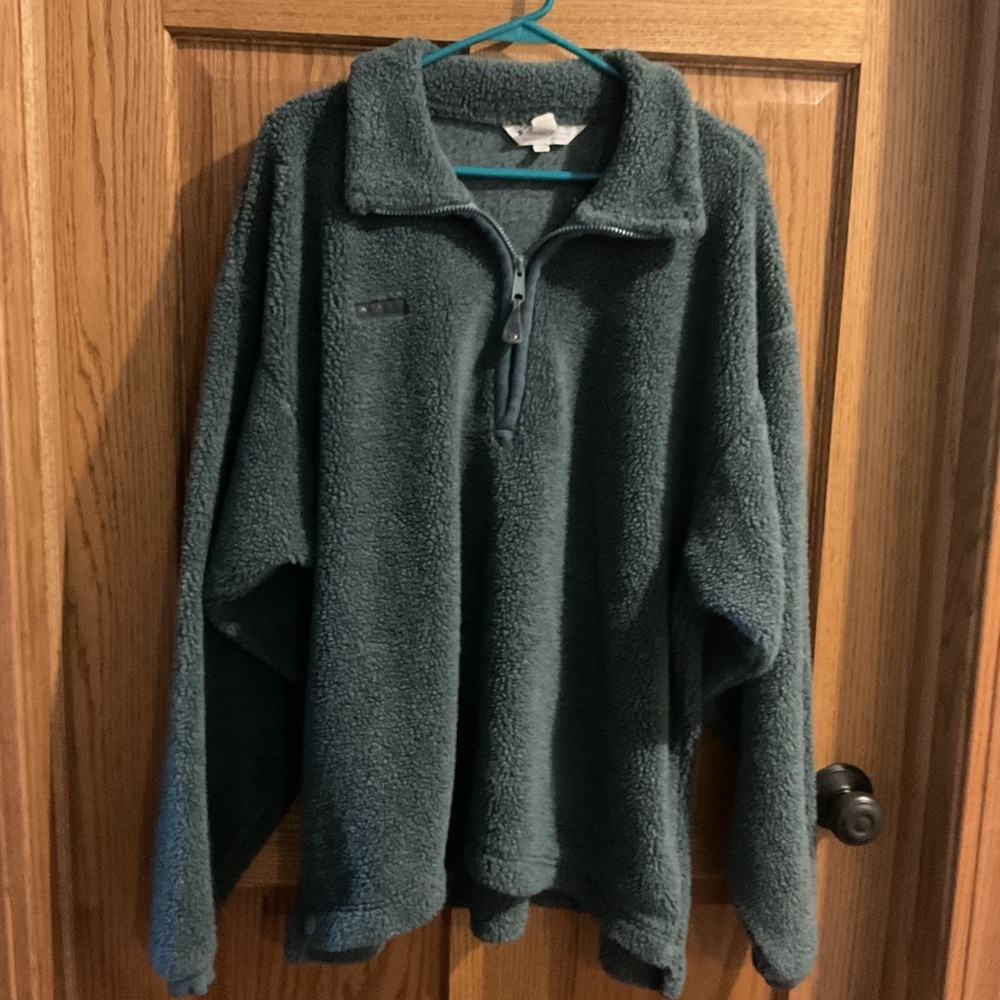 Columbia Sherpa Fleece Quarter Zip Pullover Green Large